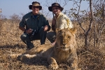 Tracy and Ian and one big cat